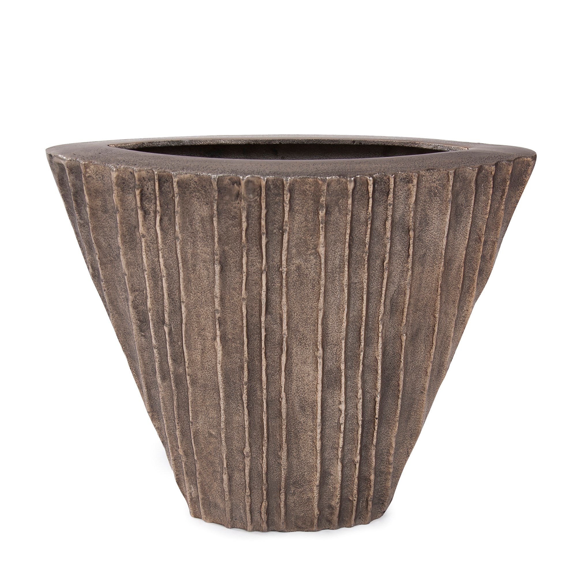 Organic Grooved Triangular Aluminum Vase
