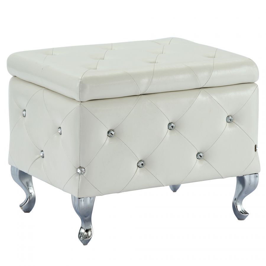 Monique White Square Storage Ottoman