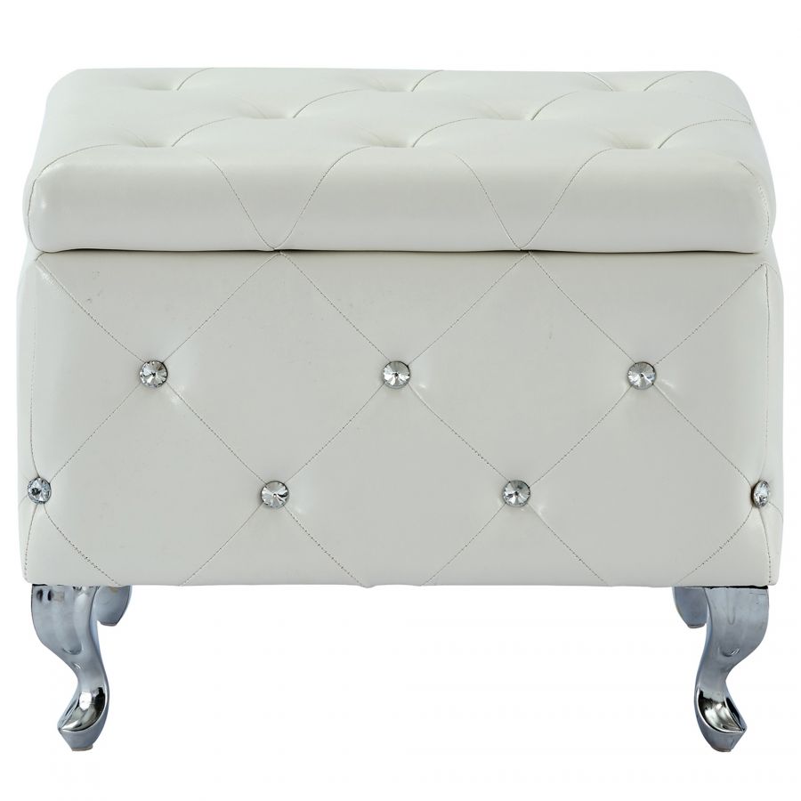Monique White Square Storage Ottoman