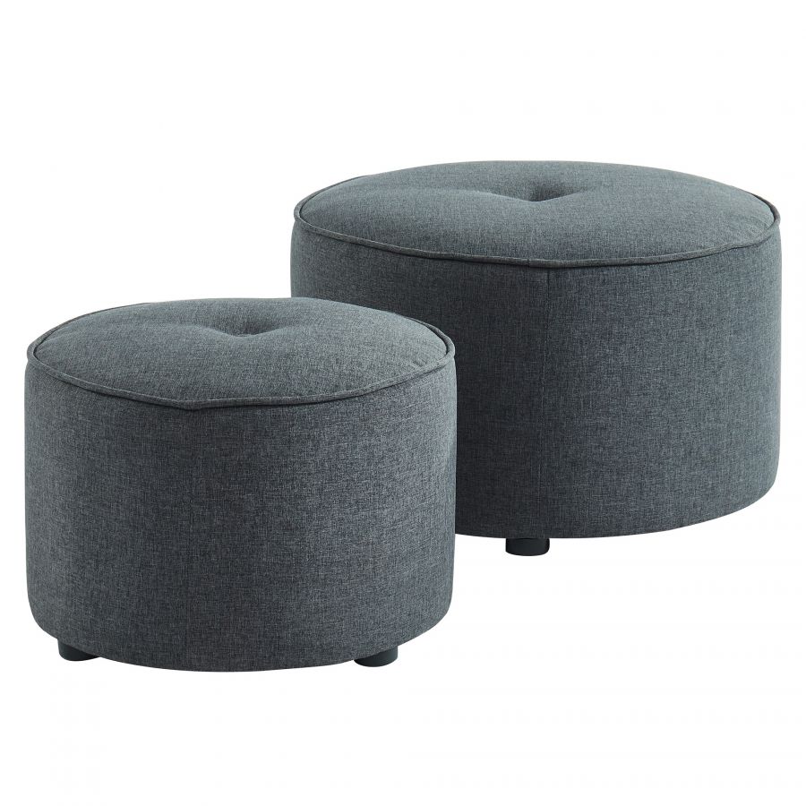 Etro Grey 2 Piece Round Ottoman Set