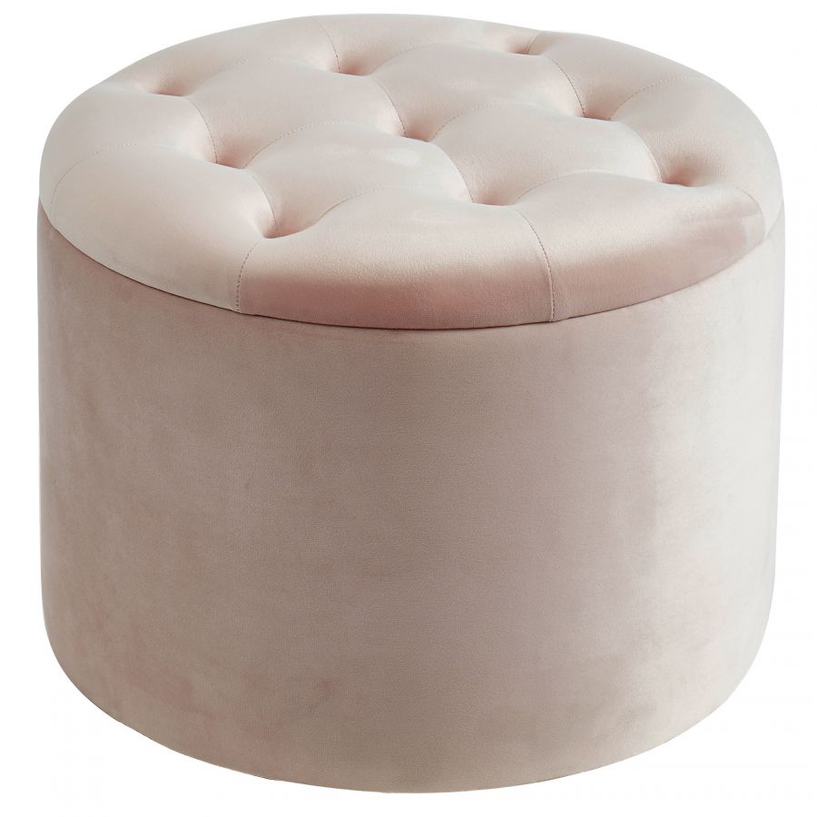 Talia Blush Pink Round Storage Ottoman