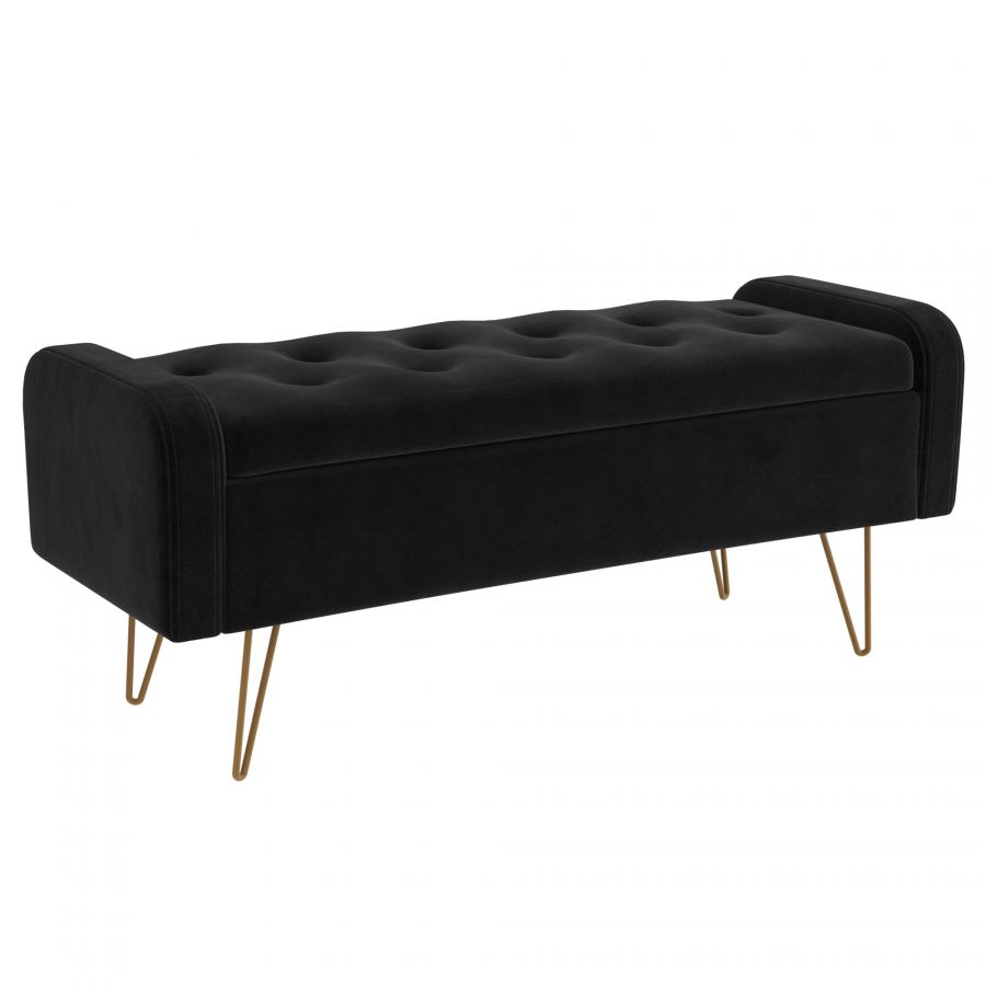 Sabel Black Storage Ottoman/Bench