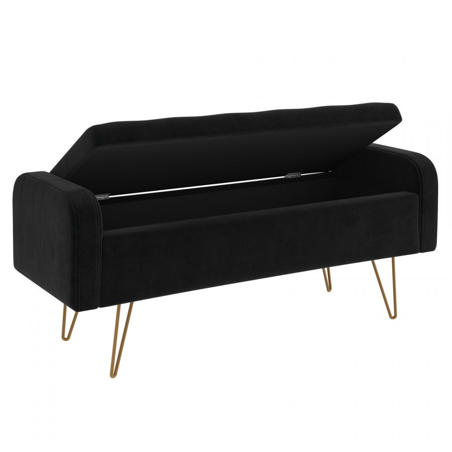 Sabel Black Storage Ottoman/Bench
