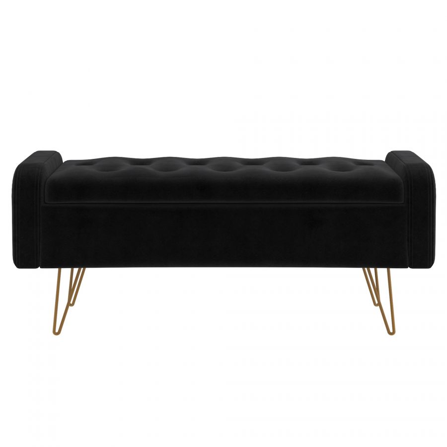 Sabel Black Storage Ottoman/Bench