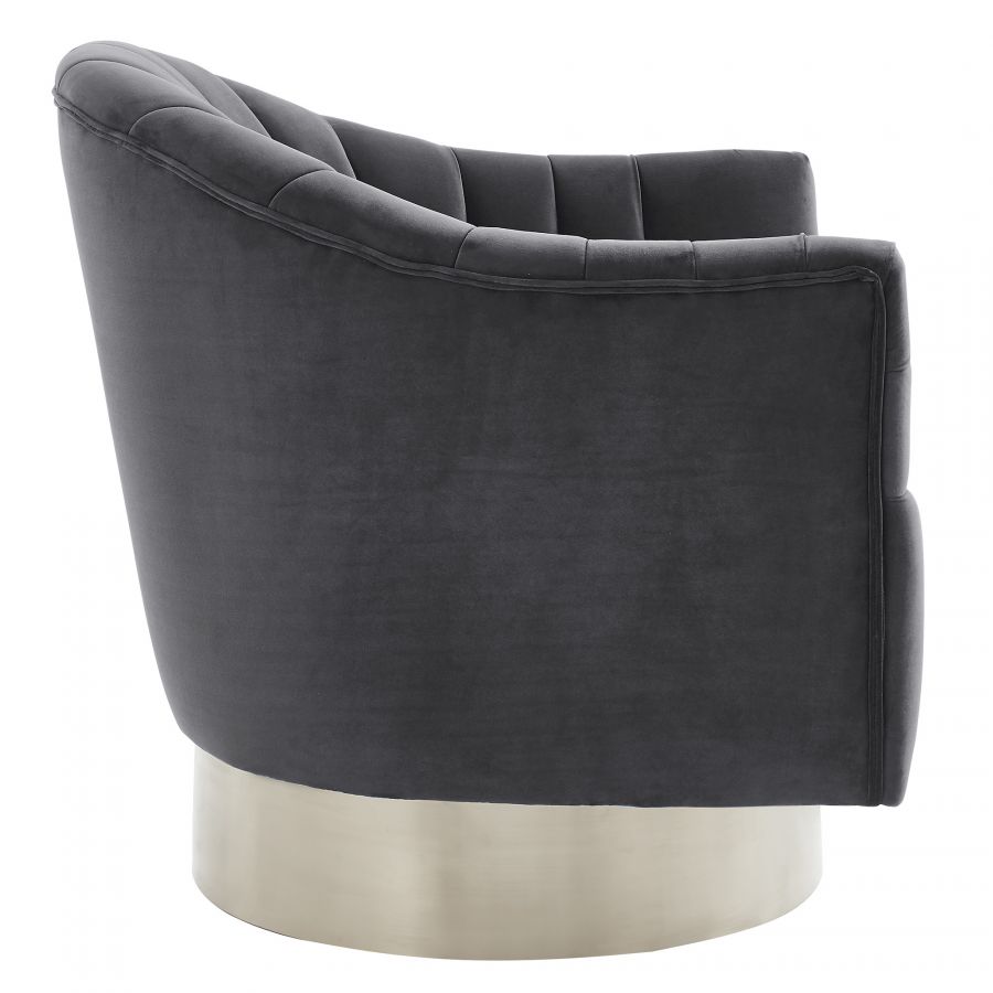 Cortina Grey - Silver Swivel Accent Chair