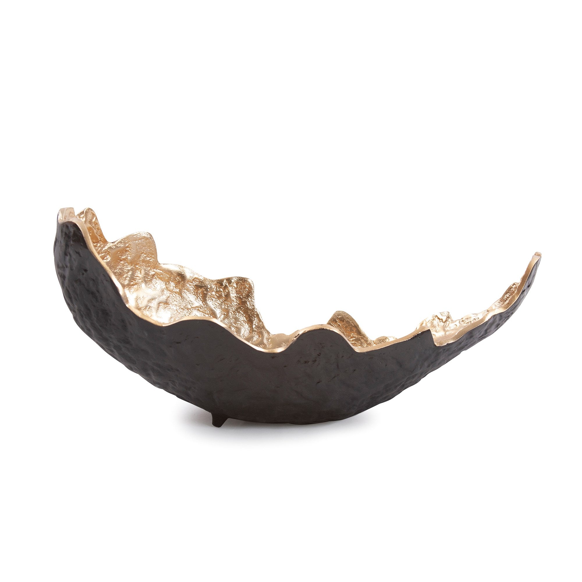 Cracked Edge Ebony Tray with Gold Interior, Large