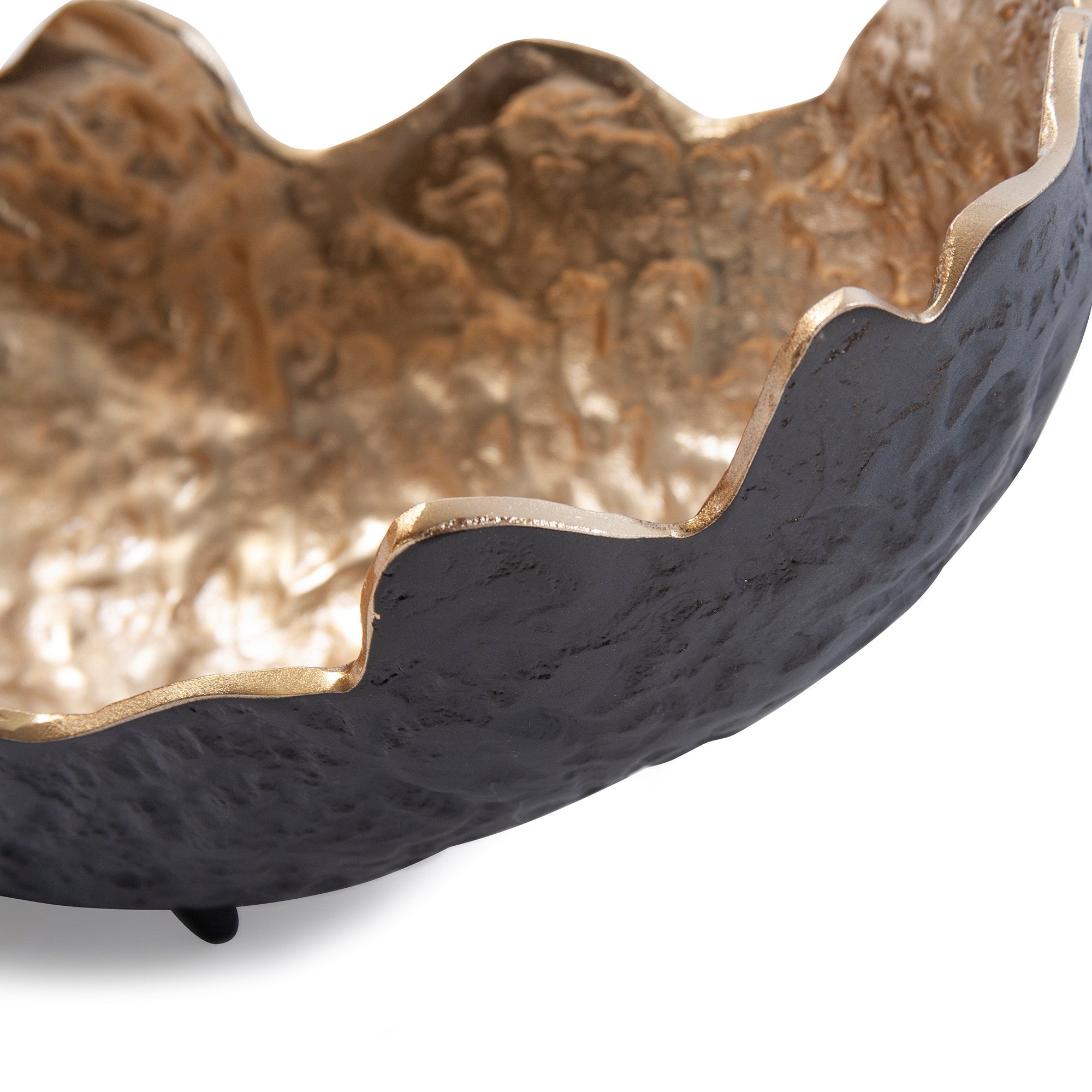 Cracked Edge Ebony Tray with Gold Interior, Large