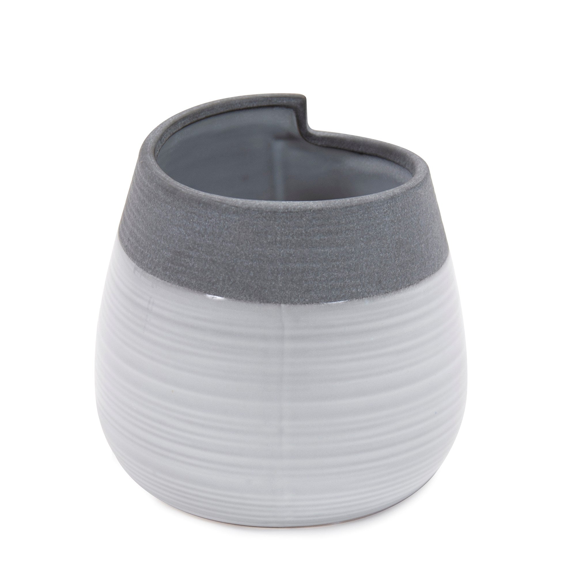 Rolled Two Tone Gray Vase, Small