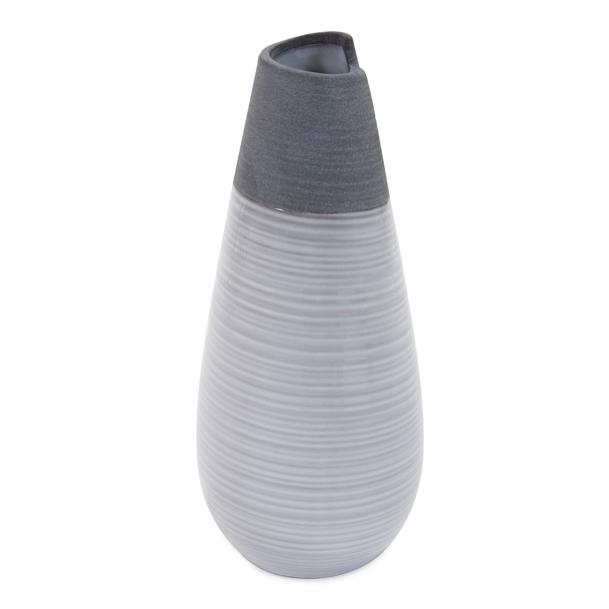 Rolled Two Tone Gray Vase, Medium
