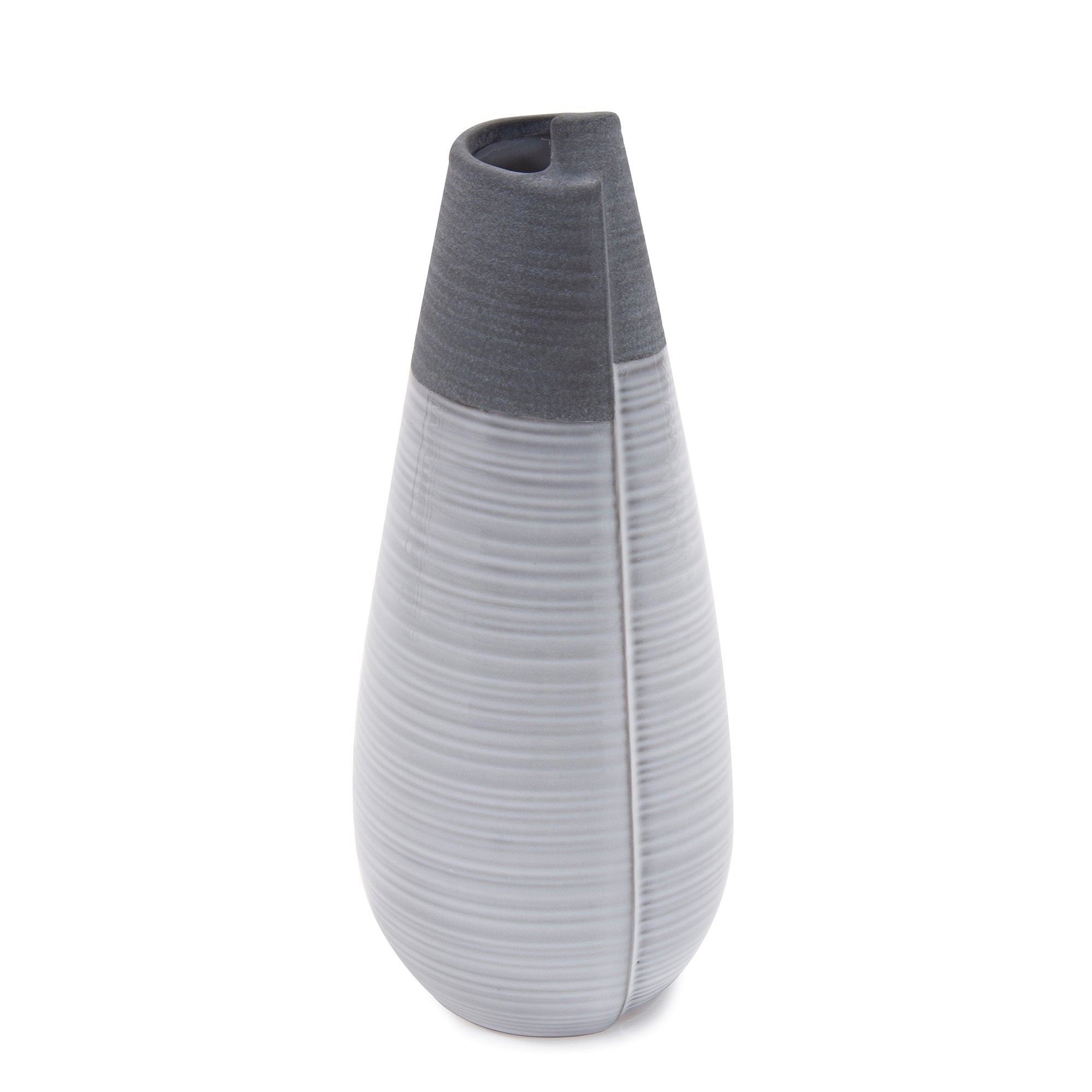 Rolled Two Tone Gray Vase, Medium