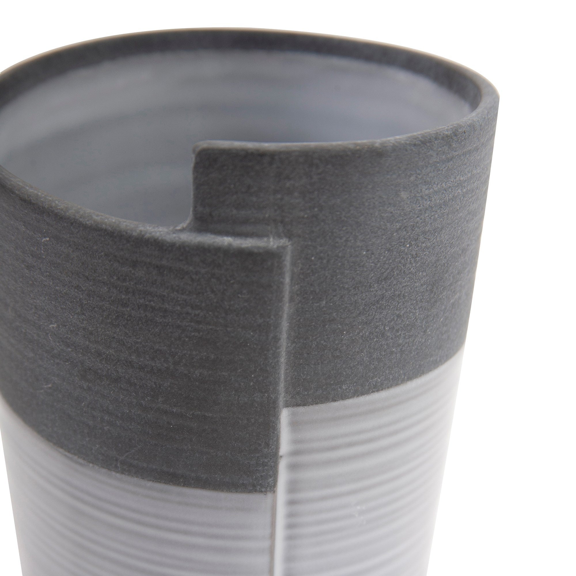Rolled Two Tone Gray Vase, Large