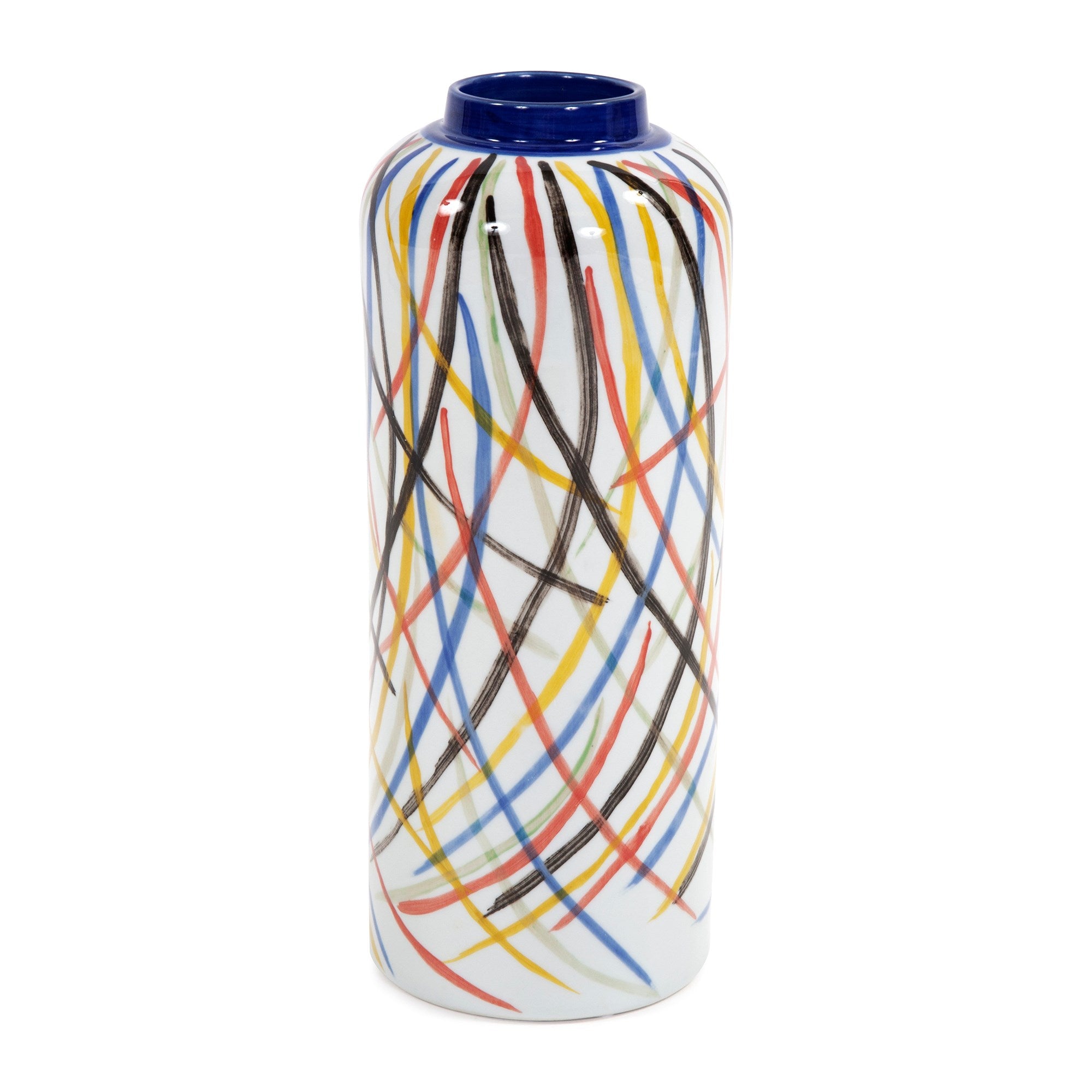 Color Web Ceramic Cylindrical Vase, Small