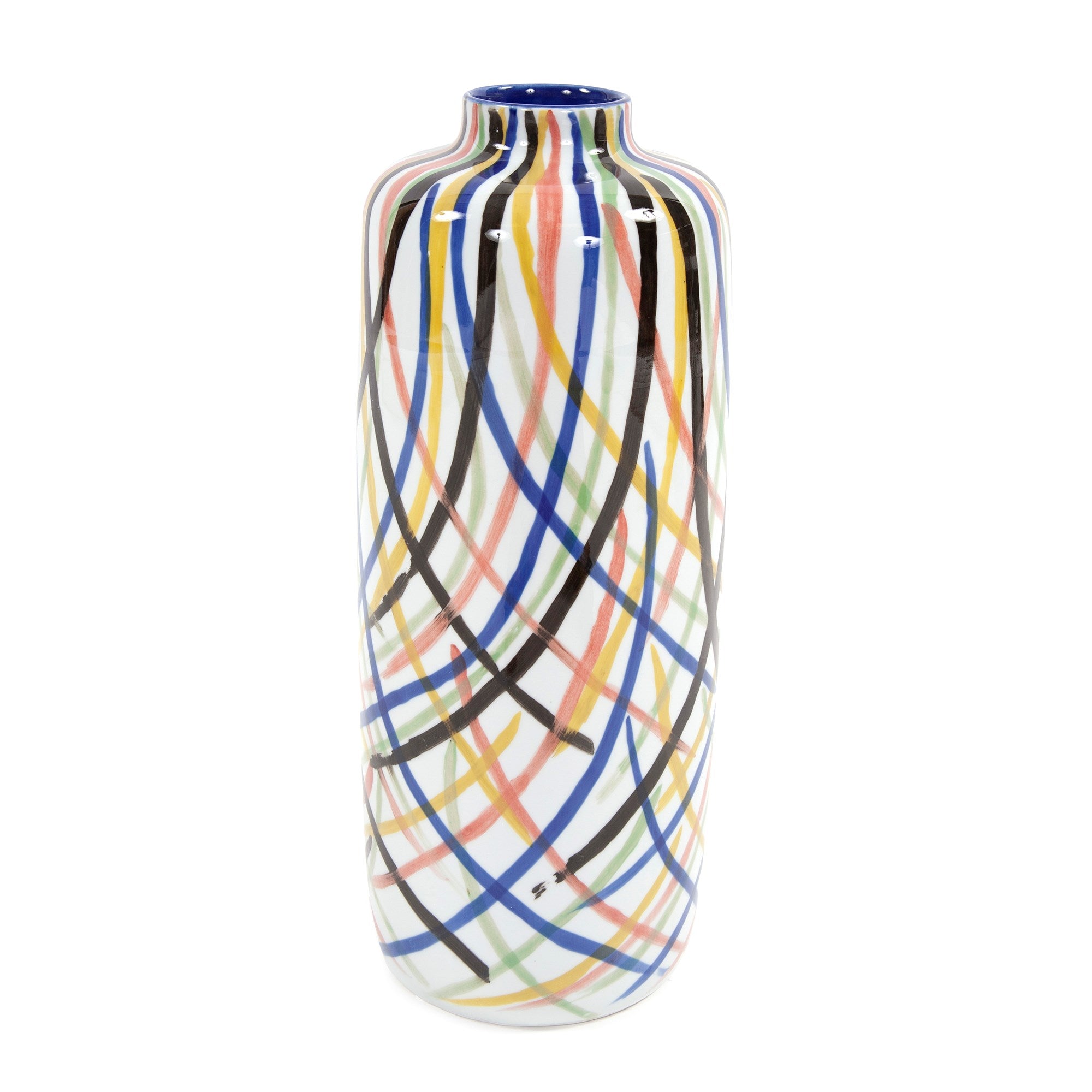 Color Web Ceramic Cylindrical Vase, Large