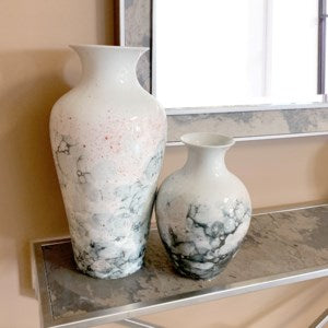 Gray and White Soap Bubble Porcelain Vase, Large