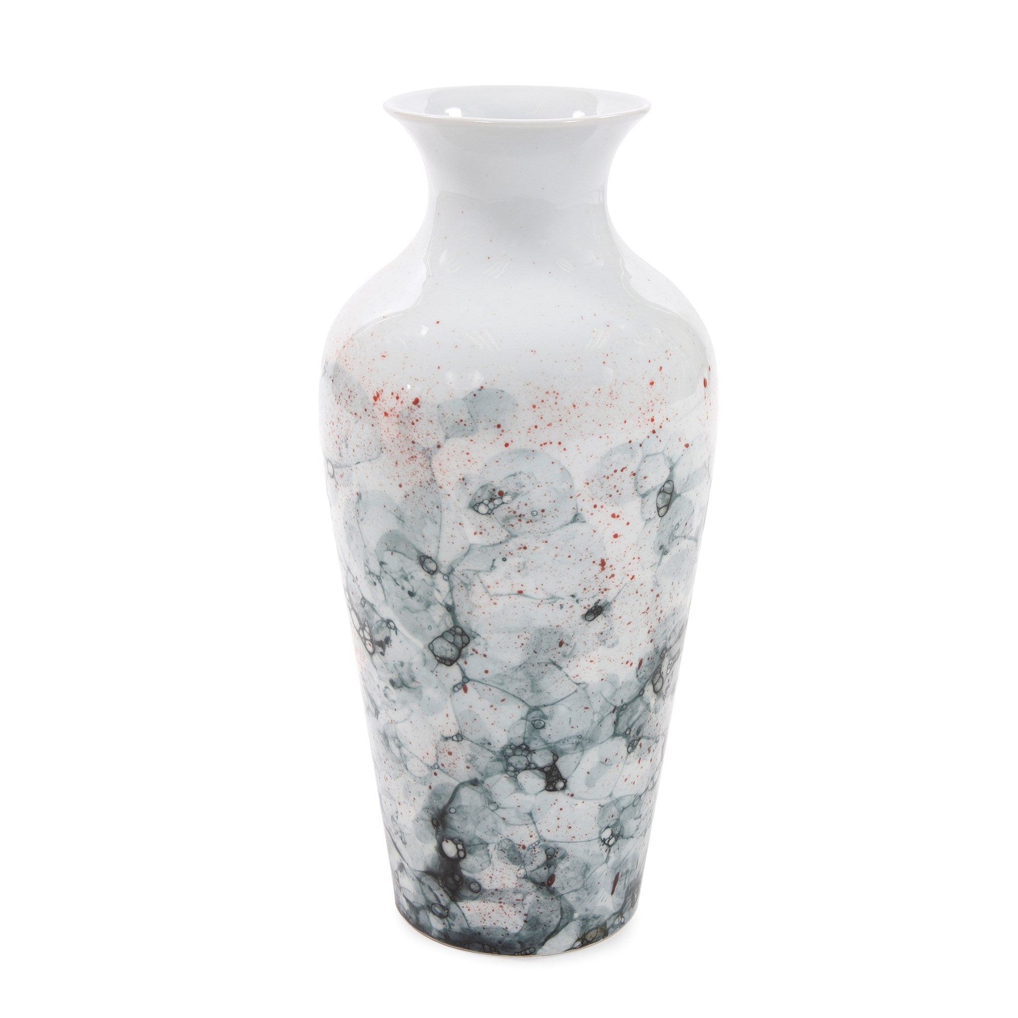 Gray and White Soap Bubble Porcelain Vase, Large