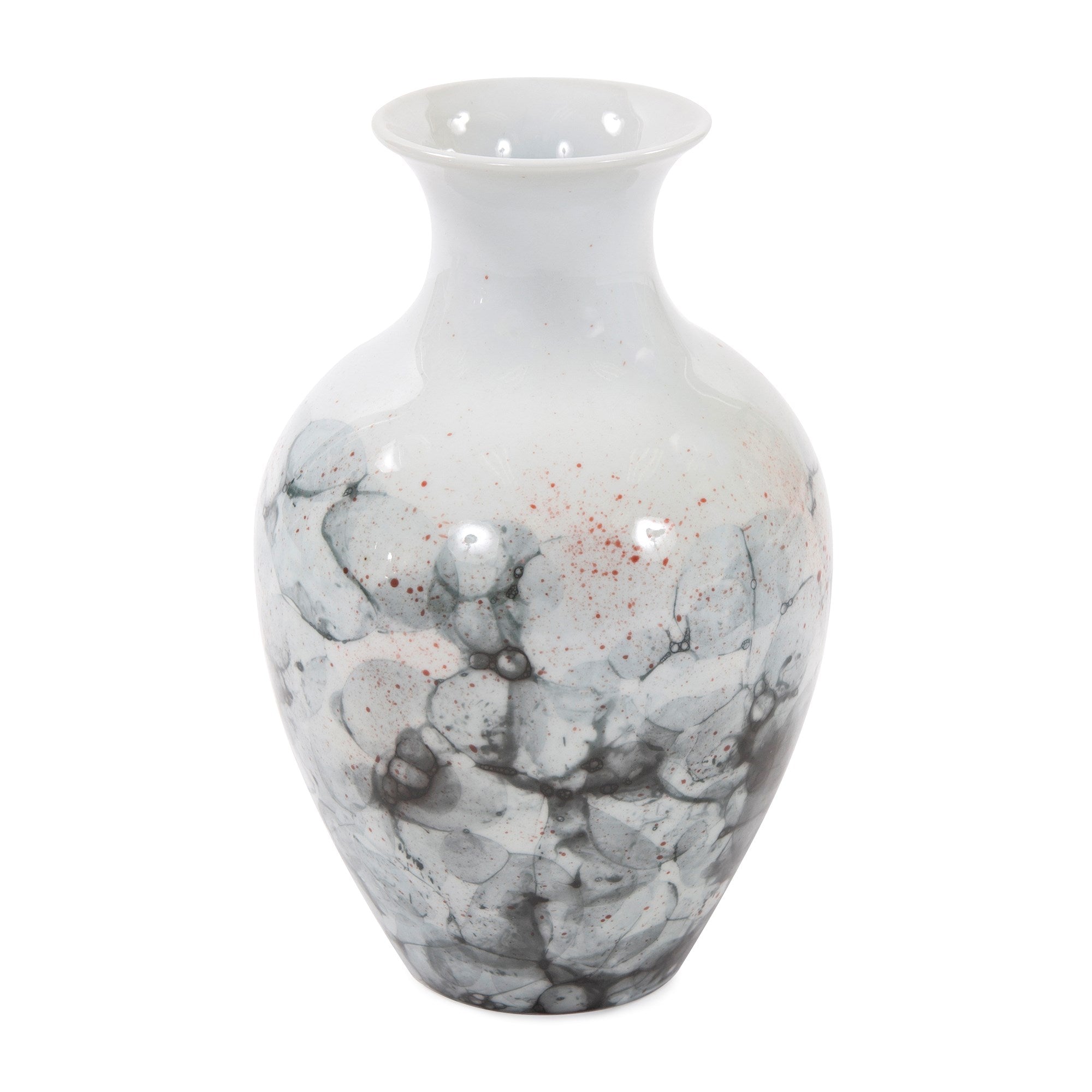 Gray and White Soap Bubble Porcelain Vase, Medium