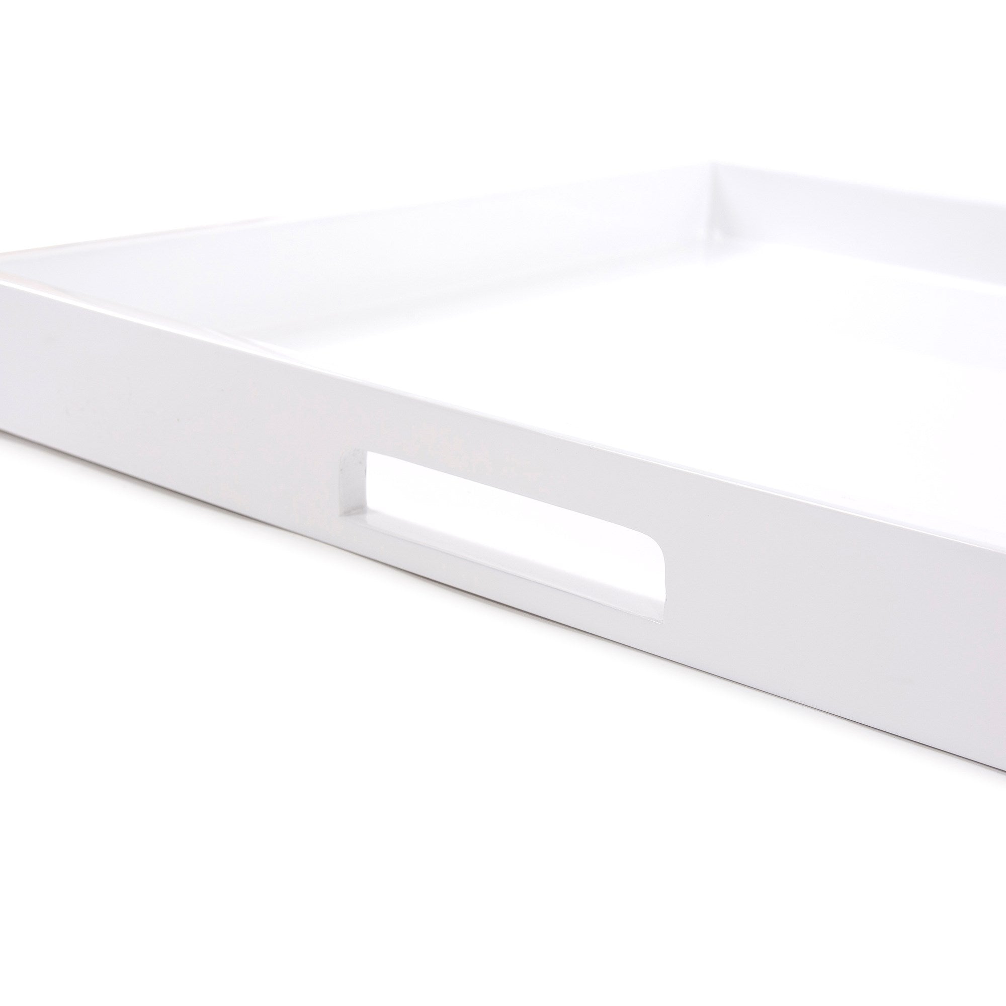 White Lacquer Square Wood Tray Set