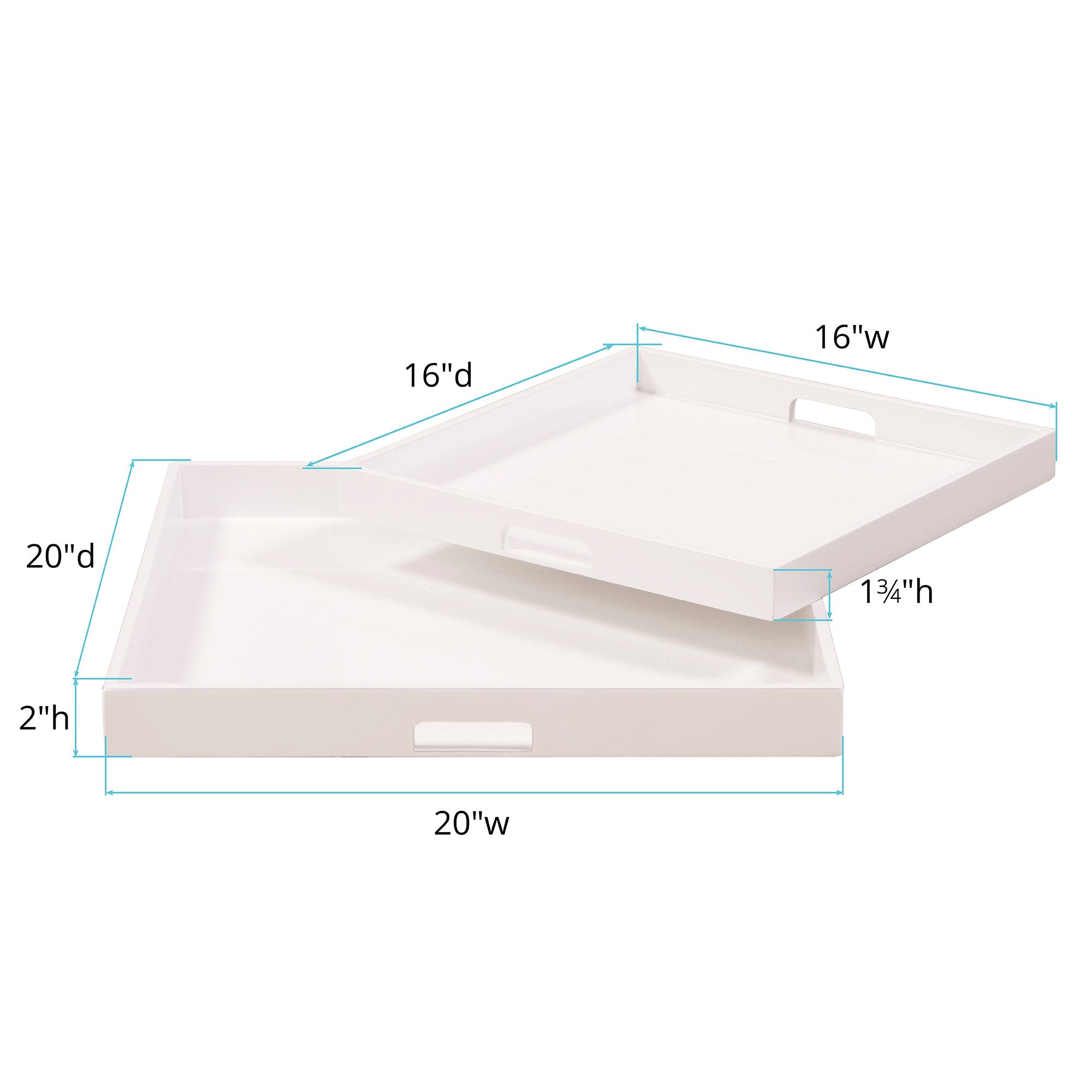 White Lacquer Square Wood Tray Set