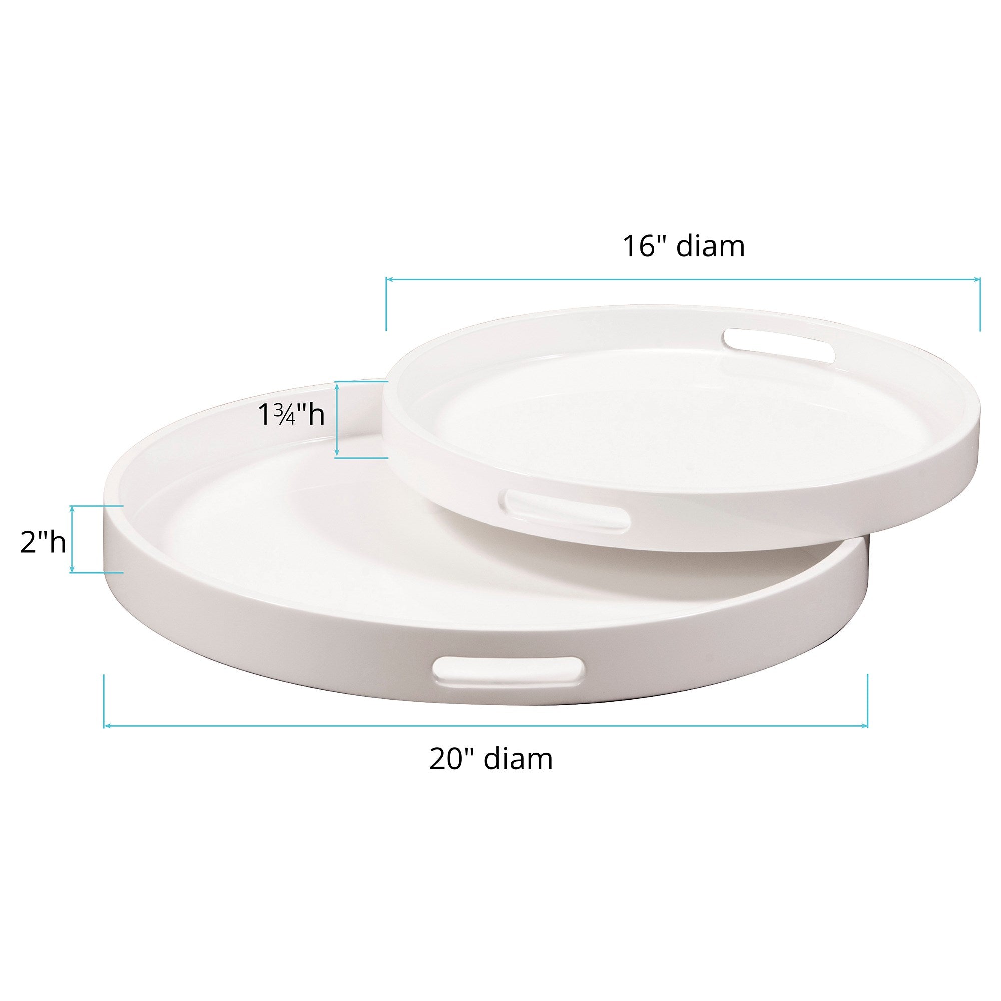White Lacquer Round Wood Tray Set