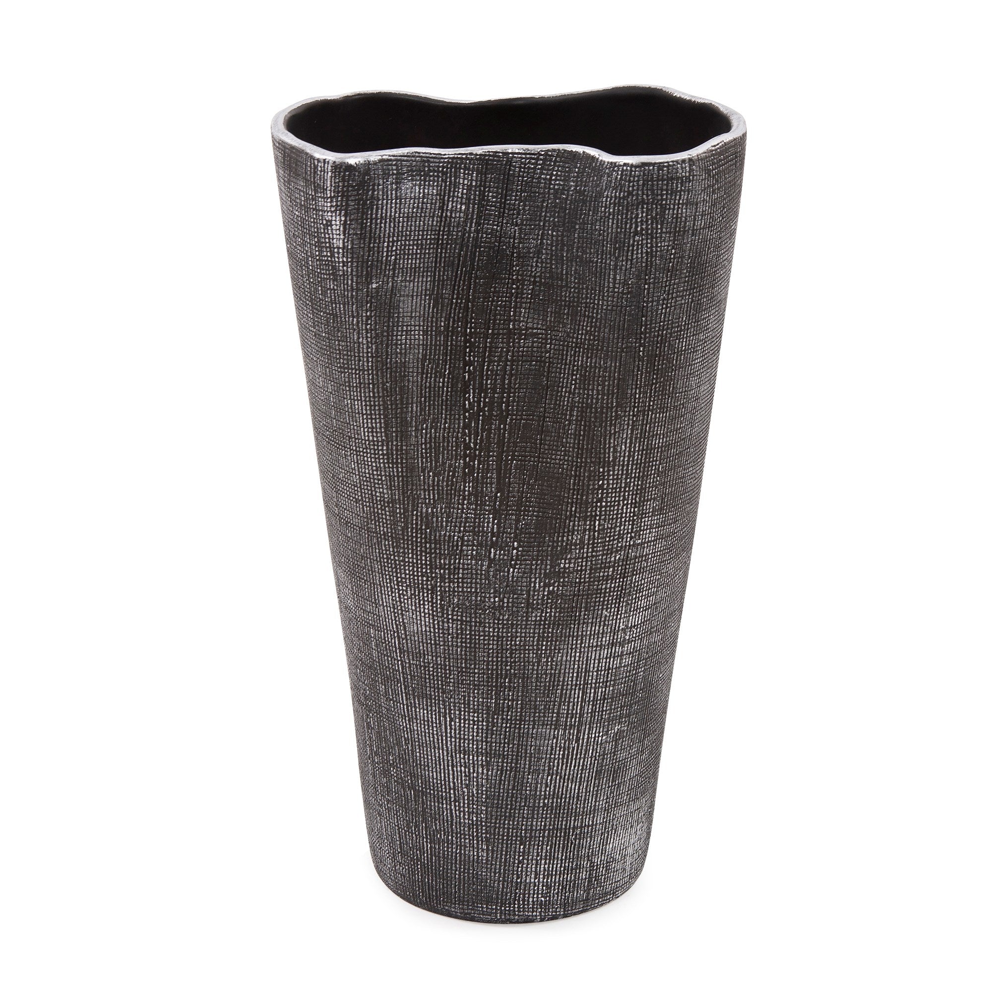 Textured Black Free Formed Ceramic Vase
