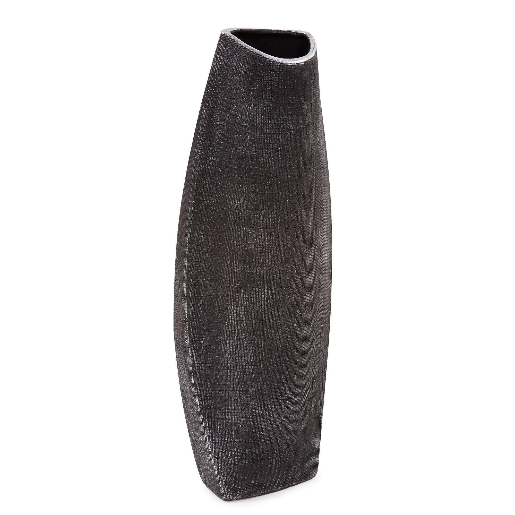 Textured Black Free Formed Ceramic Vase, Tall