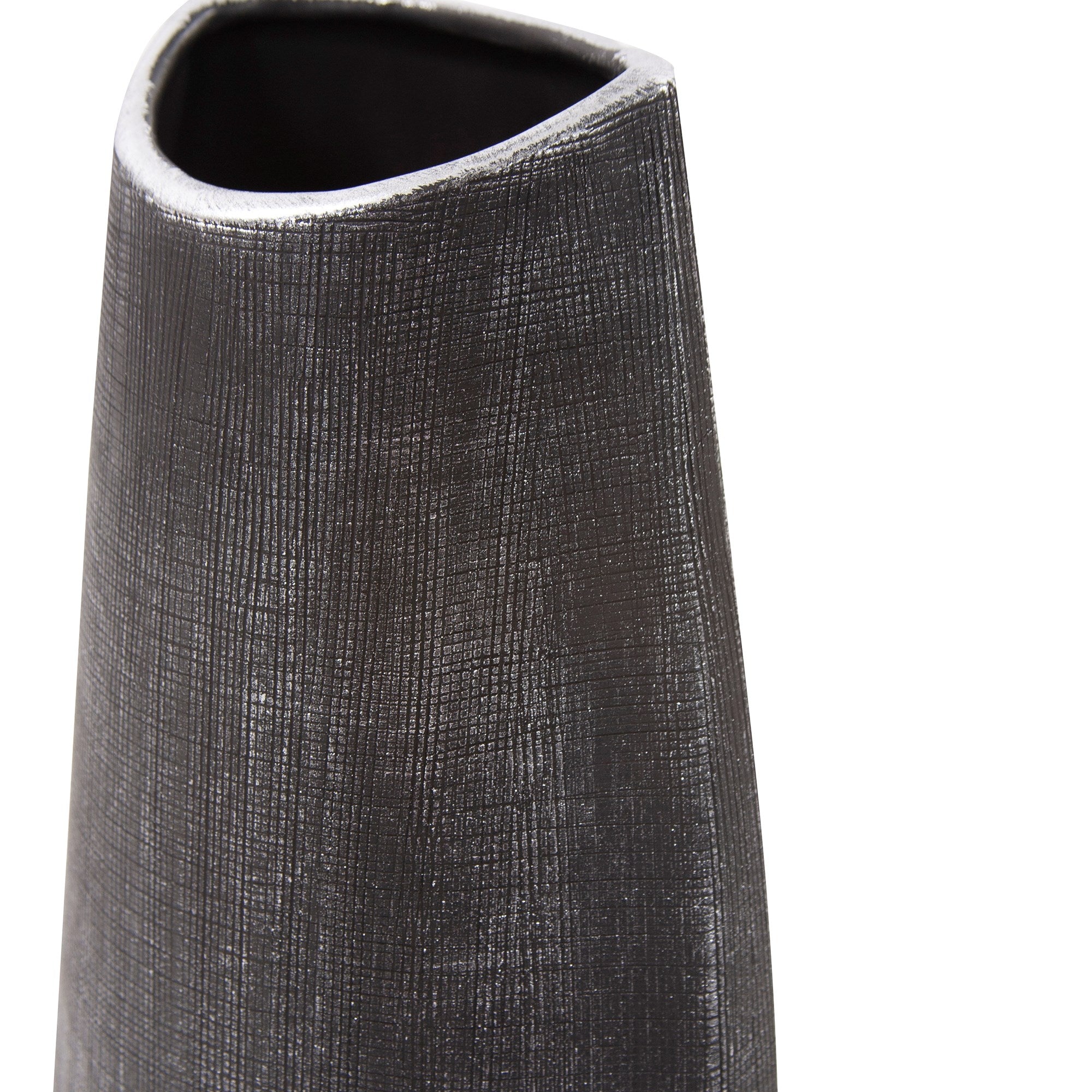 Textured Black Free Formed Ceramic Vase, Tall
