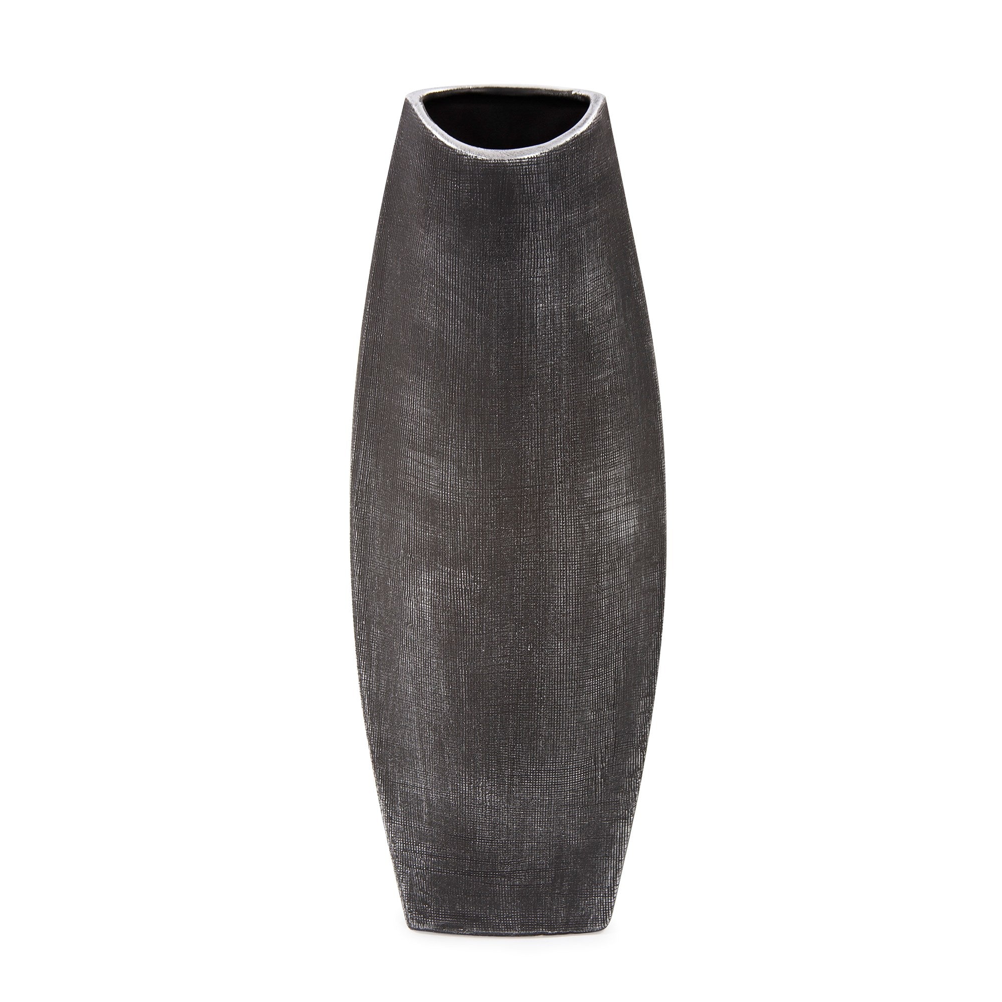 Textured Black Free Formed Ceramic Vase, Tall