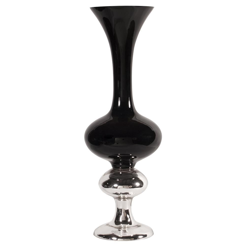 Black Hand Blown Glass Vase Tall