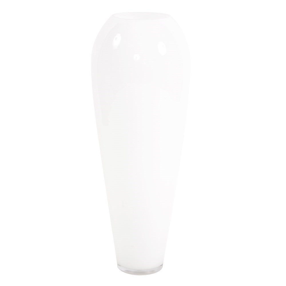 Hand Blown White Glass Oversized Vase - Small