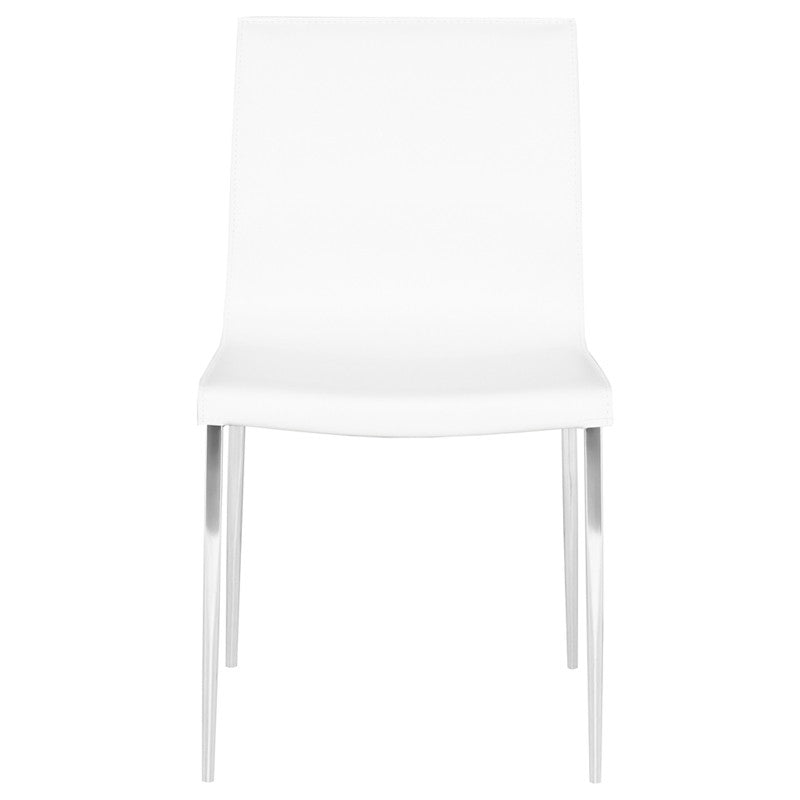 Colter White Dining Chair (Silver Legs)