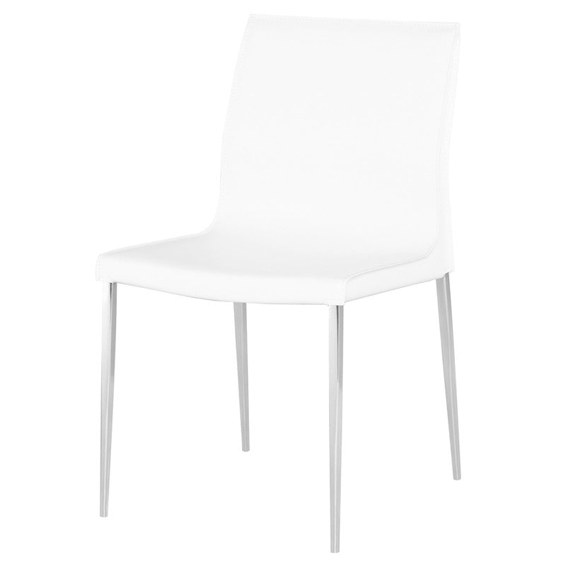 Colter White Dining Chair (Silver Legs)