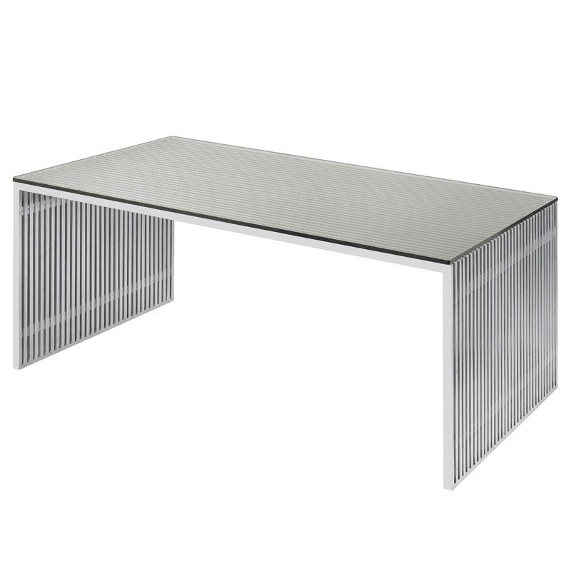 Amici 64" Brushed Stainless Dining Table