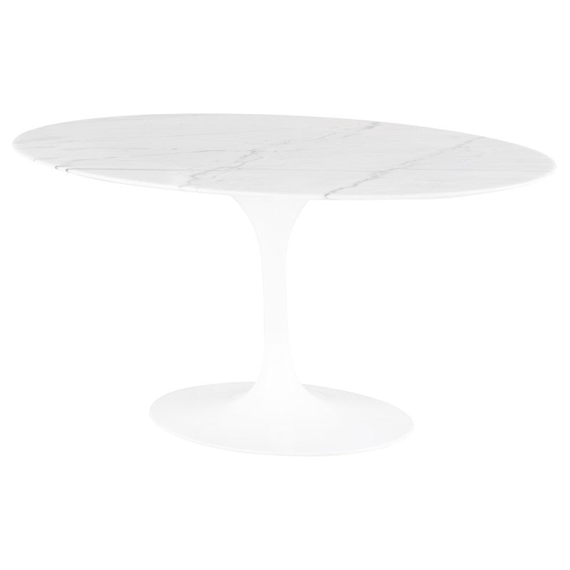 Echo 63" White Marble Dining Table