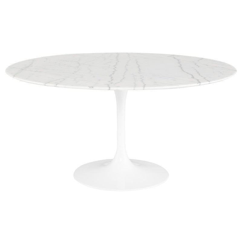 Cal 59" White Marble Dining Table