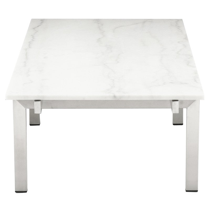 Louve White Marble - Brushed Stainless Steel Coffee Table
