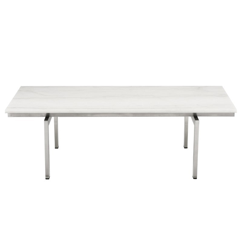 Louve White Marble - Brushed Stainless Steel Coffee Table