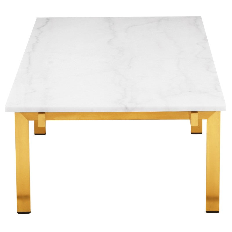 Louve White Marble - Brushed Gold Coffee Table