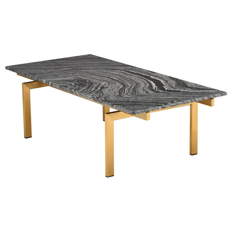 Louve Black Wood Vein - Brushed Gold Coffee Table