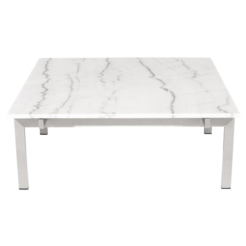 Louve White Marble - Stainless Steel Coffee Table