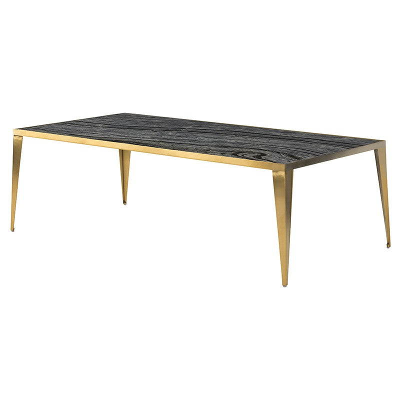 Mink Black Wood Vein - Brushed Gold Coffee Table