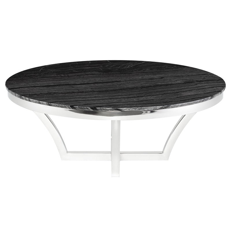 Aurora Black Wood Vein - Polished Stainless Coffee Table