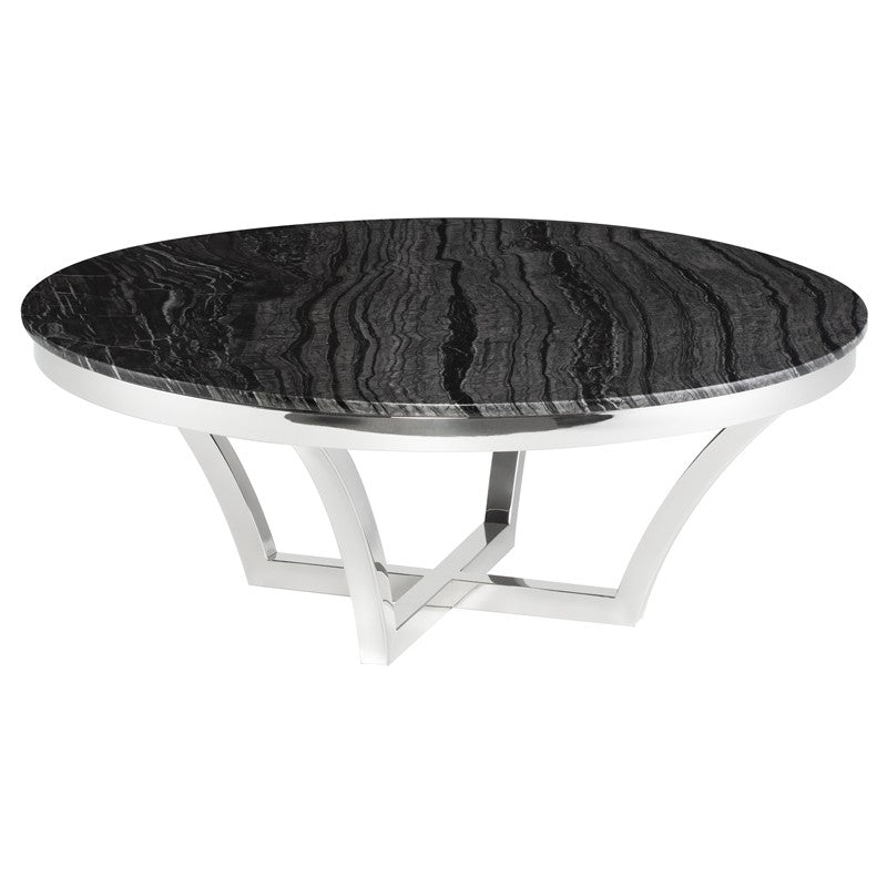 Aurora Black Wood Vein - Polished Stainless Coffee Table