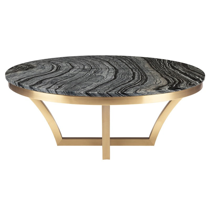 Aurora Black Wood Vein - Brushed Gold Coffee Table