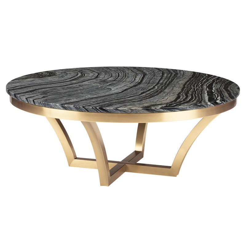 Aurora Black Wood Vein - Brushed Gold Coffee Table