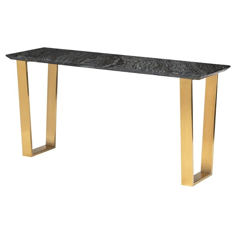 Catrine Black Wood Vein Console Table