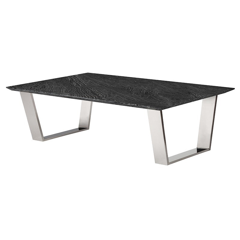 Catrine Black Wood Vein - Polished Stainless Coffee Table