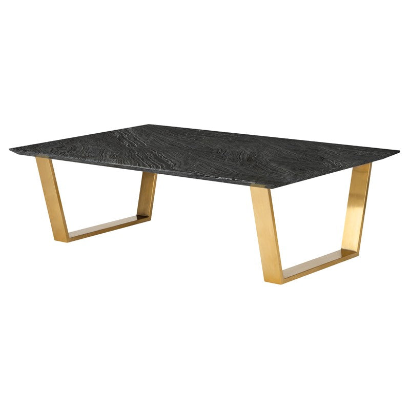Catrine Black Wood Vein - Brushed Gold Coffee Table