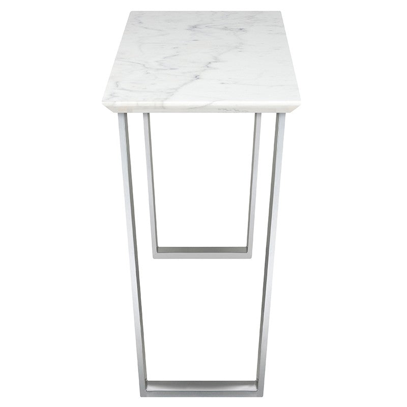 Catrine White Marble - Polished Stainless Steel Console Table