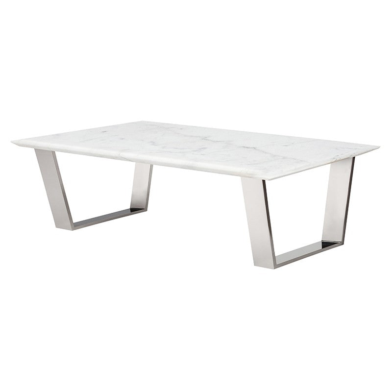 Catrine White Marble - Polished Stainless Coffee Table
