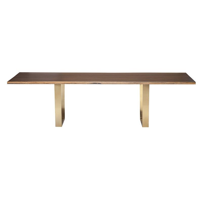 Versailles 112" Seared Oak Wood - Gold Dining Table